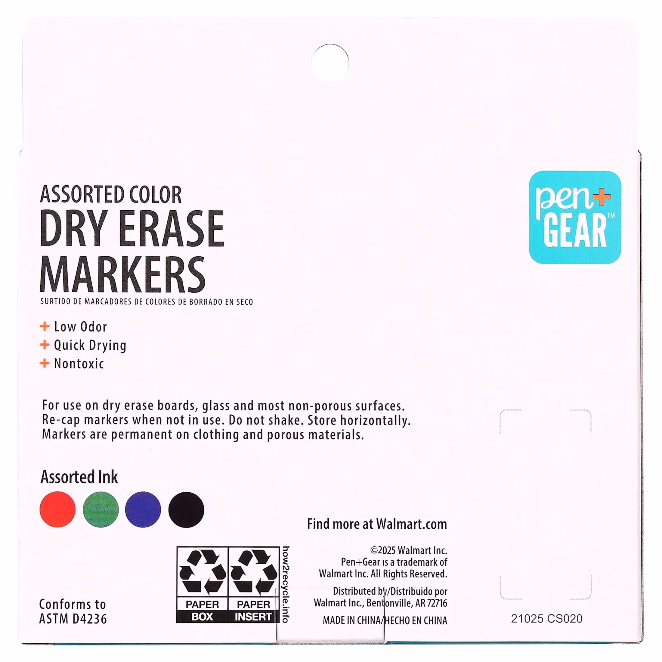 Pen+Gear Dry Erase Markers, Chisel Tip, Assorted Colors, 4 Count - Thumbnail 7