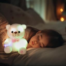 Valentines Day Teddy Bear Stuffed Animals, LED Teddy Bear Plush Doll for Kids Toddler Adult, Birthday Christmas Day Gift for Boys Girls, 8 inch, White - Thumbnail 5