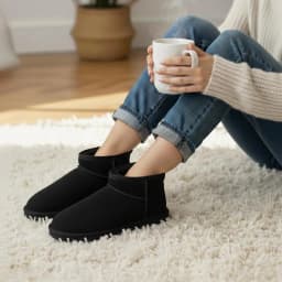 Cushionaire Hip 2 Genuine Suede Ankle Boots for Women, Cozy Faux Shearling Lining Pull On Winter Womens Boots - Thumbnail 3