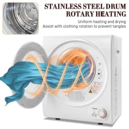 Ktaxon 1.6 cu ft Portable Compact Electric Dryer, High End Laundry Front Load Tumble Clothes Dryer Machine with Stainless Steel Tub & Simple Control - Thumbnail 3