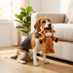 Vibrant Life Brown Longhorn Plush Dog Toy with Crinkle and Squeaker, Chew Level 2 - Thumbnail 3