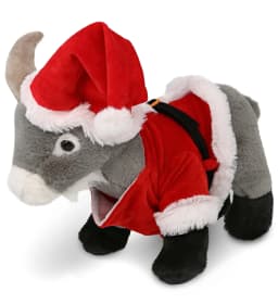 DolliBu Santa Grey Goat Stuffed Animal Plush Toy - Super Soft Farm Animal Dress Up with Red Santa Claus Outfit, Cute Farm Life Animal Goat Gift - Thumbnail 1