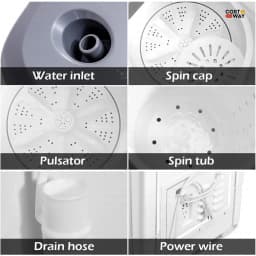 Costway Twin Tub 20Lbs Top Load Washing Machine with Gravity Drain - Thumbnail 2