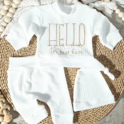 Ylsteed Newborn Baby Boy Girl Leisure Clothes Outfits Embroidery Long Sleeve Romper Bodysuit Baby Shower Coming Home Outfit Tops+Pants+Hat - Thumbnail 8