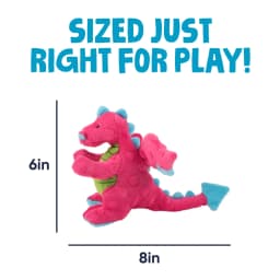 goDog Dragons Squeaky Plush Dog Toy, Chew Guard Technology, Pink, Small - Thumbnail 3