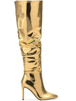 INC Womens Gold Slouch Cushioned Iyonna Pointed Toe Stiletto Zip-Up Dress Boots 8.5 M - Thumbnail 2