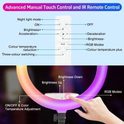 ZOMEI Ring Light with Stand and Phone Holder, 18" Ring Light Tripod for iPhone, Professional LED Circle Light with 70" Tripod, Selfie Ringlight - Thumbnail 3