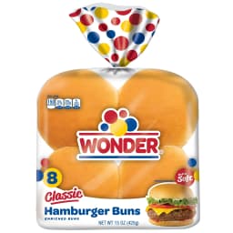 Wonder Bread Classic Extra Soft White Bread Hamburger Buns, 15 oz, 8 Ct, Shelf-Stable - Thumbnail 2
