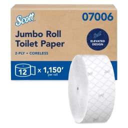 Scott Professional Coreless High-Capacity Jumbo Roll Toilet Paper, Bulk (07006), 2-Ply, Elevated Design, Septic Safe, White (12 Rolls at 1,150' Each - Thumbnail 1