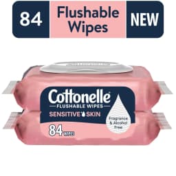 Cottonelle Fragrance Free Flushable Wet Wipes, 2 Flip-Top Packs - Thumbnail 1