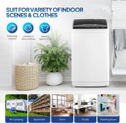 VINGLI 25LBS Full-Automatic Electric Laundry Machine， Portable Washing Machine with Stainless Steel Drum, 110V Compact Washer, Washer and Dryer Combo - Thumbnail 5
