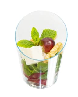 Open Cut Slanted Round Dessert Cups - 3 ounce - 320 Count -Spoons Included-Clear Plastic-Slanted Cylinder Mini Dessert Cup- Appetizer Cup-Sample Shot - Thumbnail 1