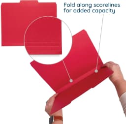 100 File Folders, Letter, Assorted Colors, 1/3 Cut Tab | Blue, red, green, yellow and orange, durable 11pt paper, reinforced 1/3 cut tabs, color - Thumbnail 2