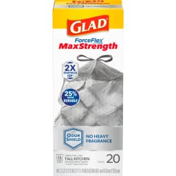 Glad ForceFlex MaxStrength OdorShield 13-Gallon Tall Kitchen Trash Bags, 20 Bags - Thumbnail 9