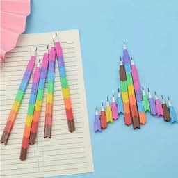 Tyeign Fruit Pole, 24 Pcs Stacking Crayons Stackable Buildable Crayons Colorful Crayon Party Rainbow Pencils for mans' Crayons Coloring Office - Thumbnail 6