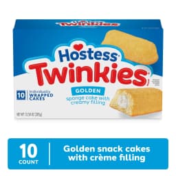 Hostess Twinkies Snack Cakes, Golden Vanilla Sponge Cake with Creme Filling, 10 Count, 13.58 oz Box - Thumbnail 1