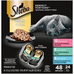 Sheba Wet Cat Food Cuts In Gravy Variety Pack, Gourmet Salmon, Signature Tuna, And Delicate White Fish & Tuna Entrées, (24) 2.6 Oz. Perfect Portions Twin Pack Trays - Thumbnail 2