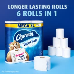 Charmin Ultra Soft Toilet Paper 12 Mega XL Rolls, 336 Sheets Per Roll - Thumbnail 4