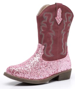 Apakowa Girls Cowgirls Boots Glitter Mid Calf Girls Cowboys Western Boots Riding Shoes (Toddler/Little kid/Big kid) - Thumbnail 1
