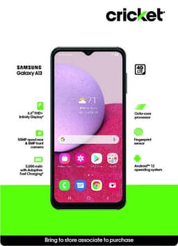 Cricket Wireless Samsung Galaxy A13 (LTE), 32GB, 4GB RAM, Black - Prepaid Smartphone - Thumbnail 12
