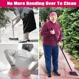 JEHONN Broom with Dustpan Combo Set Long Handle (Rose Red) - Thumbnail 3