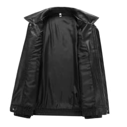 Leather Jacket Men Casual Long Sleeve Zip Up Outerwear Coat with Pockets Slim Fit Biker Motorcycle Jackets, Black, XL - Thumbnail 7