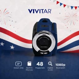 Vivitar PopCam America 250 Digital Camcorder – USA Celebration Edition, Old Glory Blue, 48MP, Full HD 1080P Video, 3" Flip Screen, 16X Digital Zoom - Thumbnail 2