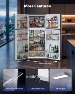 Upstreman 20.2 Cu. Ft. Top Freezer Refrigerator, Stainless Steel Double Door Refrigerator, Garage Ready, Adjustable Thermostat, Reversible Door - Thumbnail 9