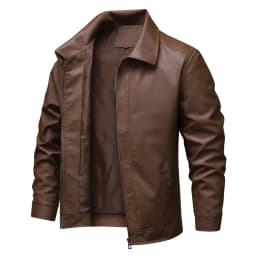Mens Leather Jacket Motorcycle Black Biker Jackets Vintage Faux Leather Bomber Outwear Casual Lightweight - Thumbnail 1