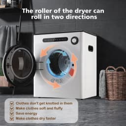 Dessiz 1.6cu.ft Compact Laundry Dryer,Electric Portable Clothes Dryer - White - Thumbnail 5