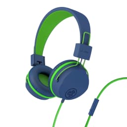 JLab JBuddies Studio On-Ear Wired Kids Headphones 2-in-1 Bundles, 3.5mm Plus USB-C Adapter, Volume Safe, Folding, Blue/Green - Thumbnail 3