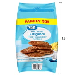 Great Value Fully Cooked Original Frozen Pork Sausage Patties, Family Size, 35.6 oz bag - Thumbnail 7