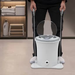 9L Portable Foot Operated Non-Electric Dehydrator Mini Manual Dehydrator Washing Machine White Round - Thumbnail 1