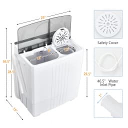 Costway 21 LBS Portable Compact Mini Twin Tub Washing Machine Drain Pump Spinner - Thumbnail 3