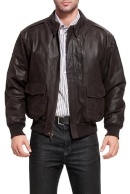 Landing Leathers Mens Air Force A-2 Leather Flight Bomber Jacket (Regular & Tall) - Thumbnail 2