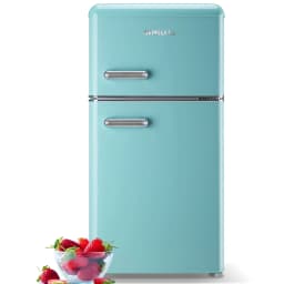 DEMULLER Retro Refrigerator with Double Door Small Fridge Freezer 7 Modes Temperture Setting Blue - Thumbnail 1