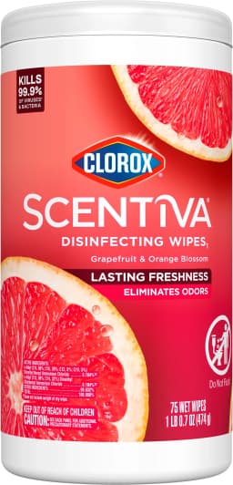 Clorox Scentiva Bleach-Free Cleaning Wipes, Grapefruit & Orange Blossom, 75 Count - Thumbnail 2