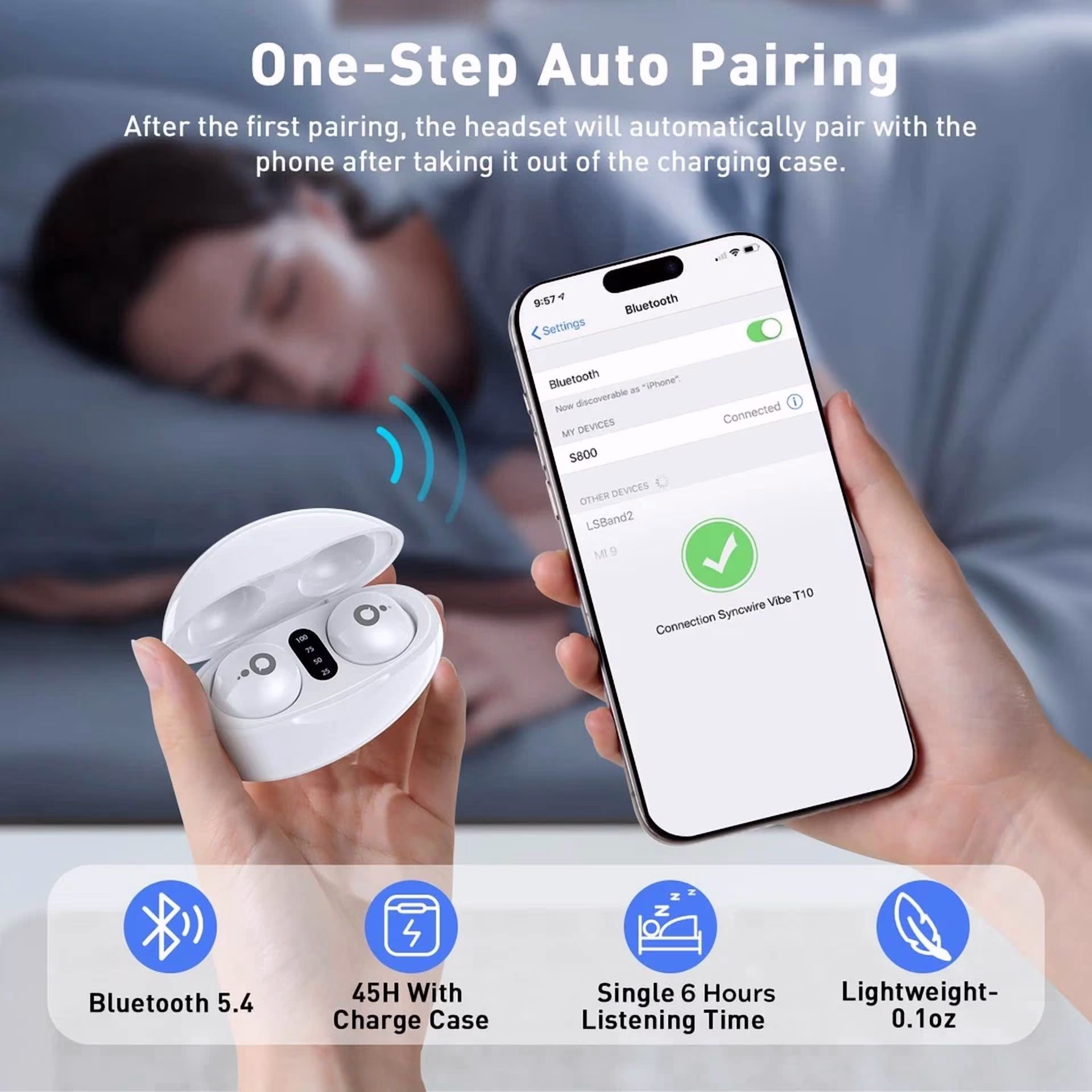 RHEA- Sleep Headphones, Wireless Sleep Earbuds For Side Sleepers, Mini Earbuds For Sle - Thumbnail 5