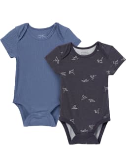 Modern Moments by Gerber Baby Neutral Super Soft Viscose Short Sleeve Bodysuits, 2-Pack, Sizes 0M-12M - Thumbnail 1