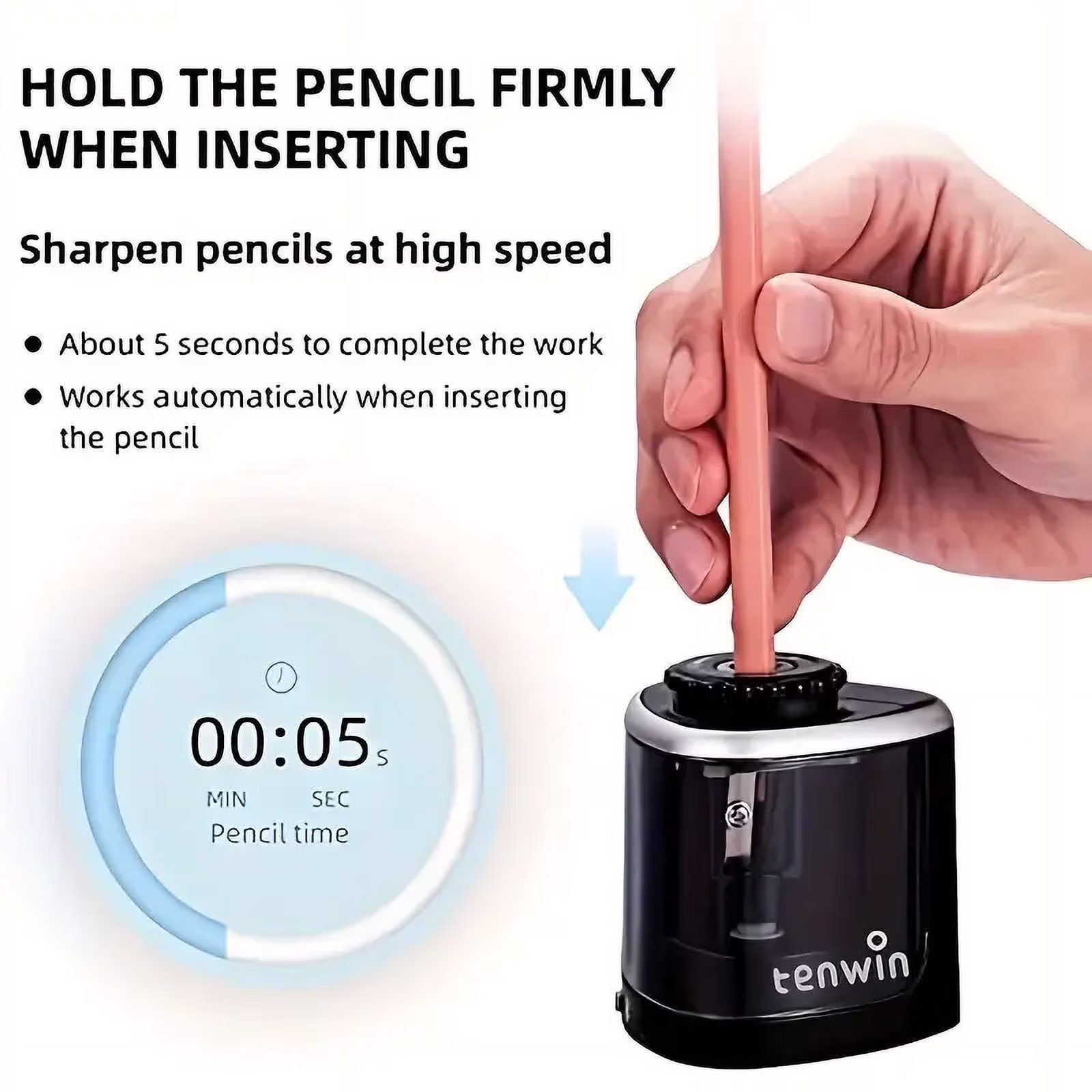 Electric Pencil Sharpener - Automatic, Desktop Office Stationery Tool with Precision Sharpening - Thumbnail 8