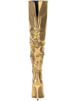INC Womens Gold Slouch Cushioned Iyonna Pointed Toe Stiletto Zip-Up Dress Boots 8.5 M - Thumbnail 3