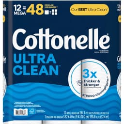 Cottonelle Ultra Clean Toilet Paper - 1 Ply - White - Paper - 12 / Pack - Thumbnail 1