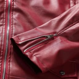 Herrnalise Men's Leather Jacket Fashion Stand Collar Punk Motorcycle Washed Leather Long Sleeve Hoodless Casual Outwear & Jackets Red - Thumbnail 4