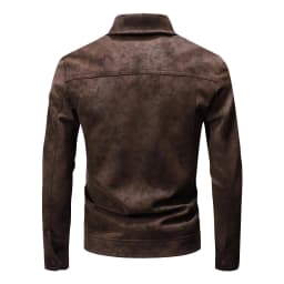 Gamivast Mens Faux Leather Jacket Vintage Turn Down Collar Casual Motorcycle Coat Zip up Moto Biker Outerwear Fall Winter Windproof Top - Thumbnail 3