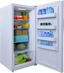 SMAD Convertible Single Door 13.8 Cu ft Upright Freezer Refrigerator with Rolling Wheels, White - Thumbnail 2