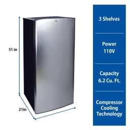 Koolatron Stainless Steel Compact Fridge with Freezer, 6.2 cu ft (176L) - Thumbnail 7