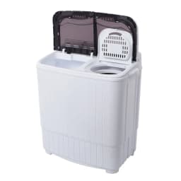 Hassch Semi-Automatic Washing Machine with 2 Tub, Compact Laundry Machine with Built-in Drain for Home, Apartment, Gray - Thumbnail 1