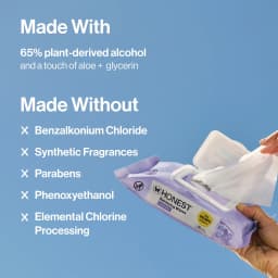 The Honest Company Lavender Sanitizing Alcohol Wipes, Antibacterial with Aloe, Kills 99.99% of Germs, 50 Count - Thumbnail 8