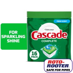 Cascade Complete Dishwasher Pods, Dishwasher Detergent, Dish Detergent Soap, Fresh, 16 Count - Thumbnail 1