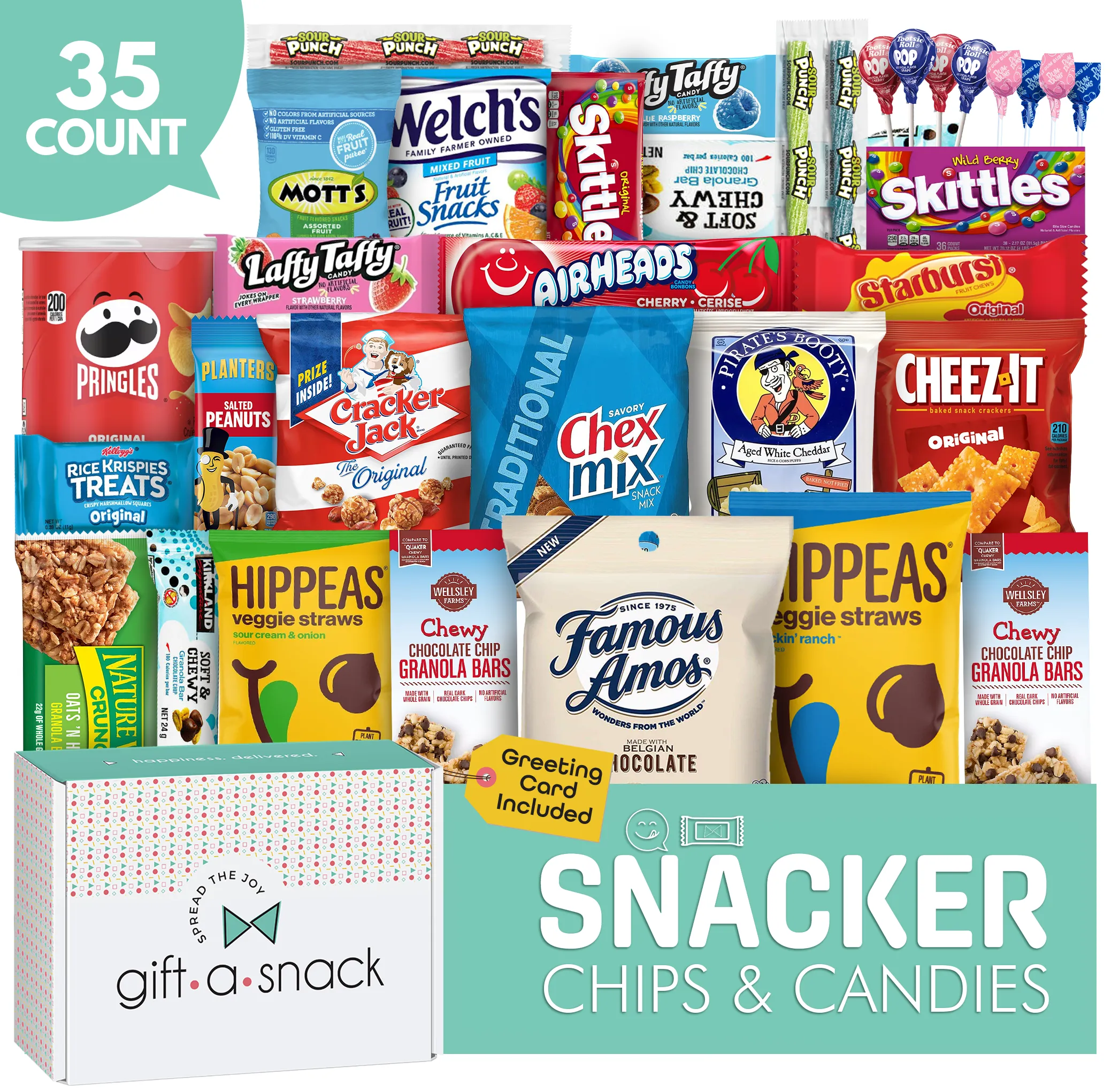 Gift A Snack Premium Snack Variety Pack Gift Box (35 Count) Chips, Cookies, Candy, Crackers - Snack Box Gift Basket